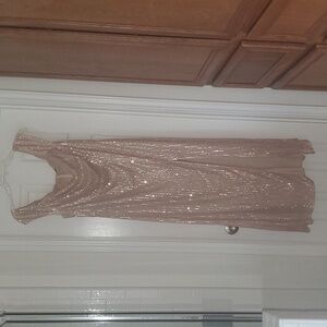 Shein 1x gold sequins goddess dress deep front slit off shoulder sweetheart neck